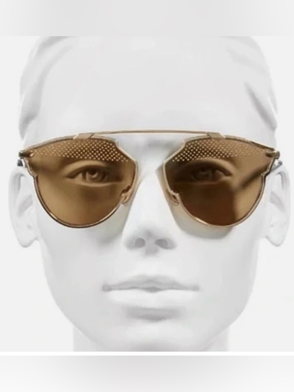 Authentic Christian Dior So Real Studded Gold Sunglasses Brown Mirror Lens RHL5V
